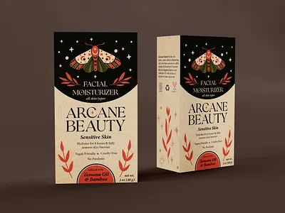 Arcane Beauty Packaging Mockup brand branding design graphic design illustration illustrator logo logo design moth packaging design photoshop witchy