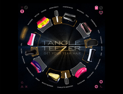 Beauty Reactor. All products on one page. Tangle Teezer app design ecommerce experimental illustration shop ui ux vector