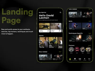 Remote Fighting Coach fighting fighting ui landing mobile app wireframe