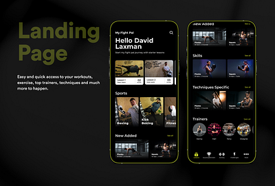 Remote Fighting Coach fighting fighting ui landing mobile app wireframe