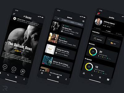Digital Content App app dark mode dark theme figma ios mobile social media ui ui design user interface