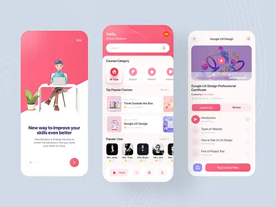 Online Learning Hub | Mobile App 📖 3d model app course design education free app hub app learning minimal app modern app online app online learning pink app udemy ui user app user interface app ux web website