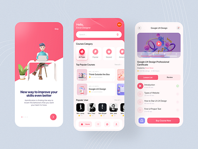 Online Learning Hub | Mobile App 📖 3d model app course design education free app hub app learning minimal app modern app online app online learning pink app udemy ui user app user interface app ux web website