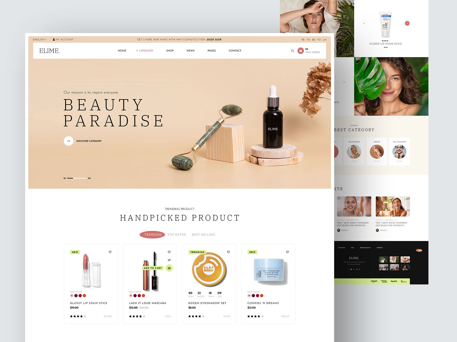 Elime Beauty Product Online Store by Yasinul Huq on Dribbble