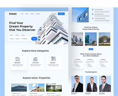 Real Estate website Landing page clean home landing page real estate realtor ui ux webdesign website