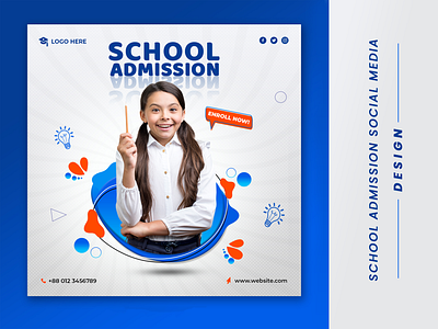 School Admission | Social Media Banner | Instagram Ads ad advertising design banner ads branding concept elegant facebook ads graphic design illustration instagram post instagram stories modern design school admission social media social media marketing typography ui vector web banner web design