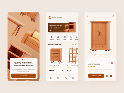 Furniture Mobile App 3d 3d illustration app ecommerce furniture furniture store homedecor ikea marketplace minimalist mobile mobile app sofa store table ui uiux ux