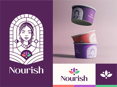 Nourish | Logo Design ayurveda brand branding cafe character characterlogo coffee design face girl graphic design healthy illustration logo logodesign nourish
