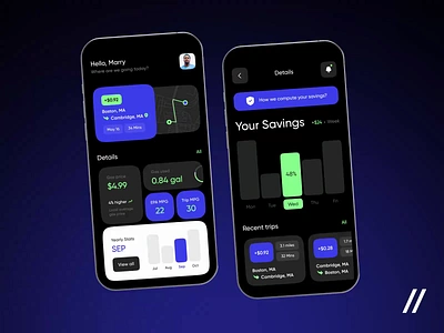 Fuel Efficiency Mobile IOS App android animation app app design chart dashboard design design ui efficiency fuel interaction interface ios map mobile mobile app save saving ui ux