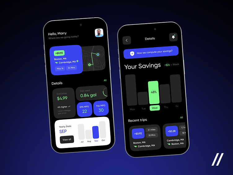 Fuel Efficiency Mobile IOS App by Kristina Taskaeva for Purrweb UI/UX