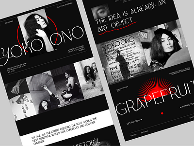 Pages | Yoko Ono Landing Page art artist avant garde contemporary design figma graphic design landing longread moredya quote revolution typography ui yoko ono