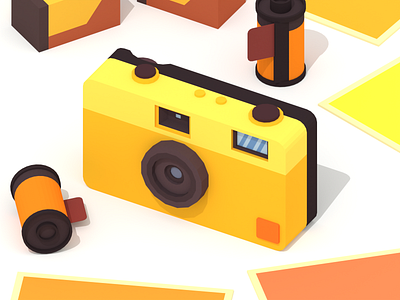 Film Camera 35mm 3d blender camera film film camera illustration low poly lowpoly photography retro