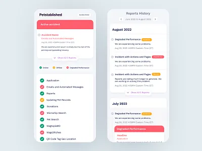 Public Status Page app bets branding clean design interface mobile page public status page status page ui user ux visual