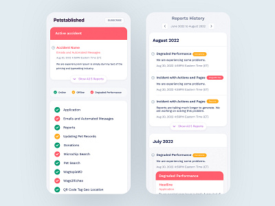 Public Status Page app bets branding clean design interface mobile page public status page status page ui user ux visual