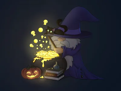 Halloweeny Magic blackcat gnome graphic design halloween illustration magic procreate