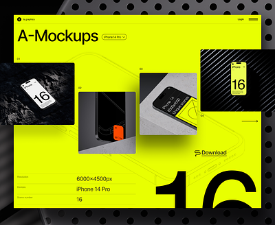 A-Mockups: iPhone 14 Pro design download figma grid header hero layout mock-up mockup psd sketch swiss