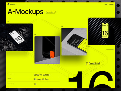 A-Mockups: iPhone 14 Pro design download figma grid header hero layout mock up mockup psd sketch swiss