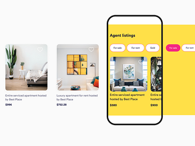 BPII - Real Estate app card design figma flowers high fidelity prototype interior israel mobile product design property prototype real estate responsive ui uiux ux web app web service yellow