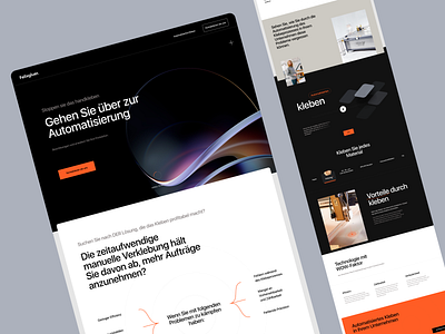 Felixgluer. black theme clean web design landing page machine minimalist onepage orange section trends 2022 ui ui trends ux web web design webdesign