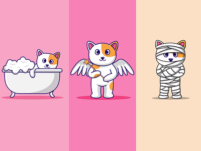 Cute set of cats illustration adobe illustrator angel art bathing branding cartoon cat cute design digital art drawing illustration logo mummy sketch vector