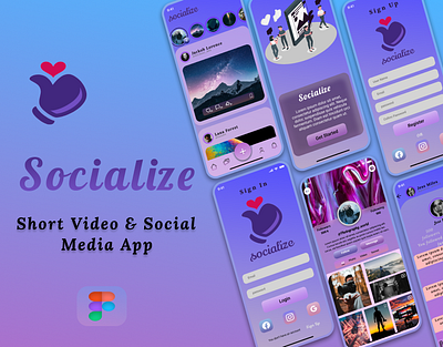 Socialize app app design design figma mobile app prototype social media ui