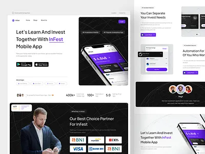 InFest - Investment Landing Page bank clean component finance financial fund invest investment investor landing page modern money payment savings testimonial ui ux wallet web design website