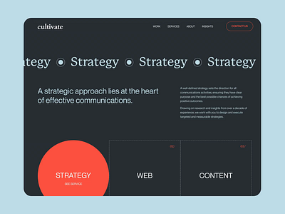 Cultivate — Strategy page animation animation bachoodesign clean design fonts interface motion graphics strategy typography ui ux web design website