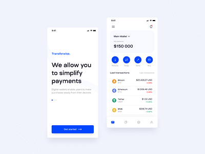 Wallet application app application cryptocurrency design interface mobile app modern money simple transaction transfer ui uiux wallet wallet app