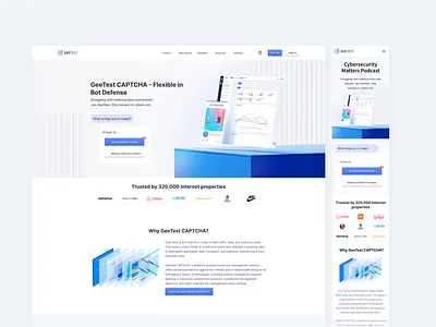 GeeTest-landing page 3d branding design illustration render web