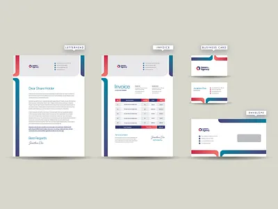Branding stationary design adobe indesign agenda document branding branding element branding stationery business card corporate identity design envelope illustration invoice letterhead print design
