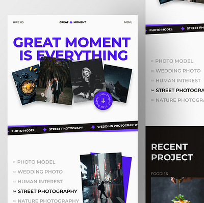 Great Moment - Photography Landing Page behance dailyui design landingpage photography ui uidesign userexperience userinterface webdesign website