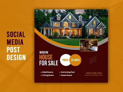Real Estate Social Media Post Design ads banner banner design designer facebook facebook ad facebook post google ad graphic design house house for sale instagram instagram post modern house post print real estate real estate agency real estate social banner design social media