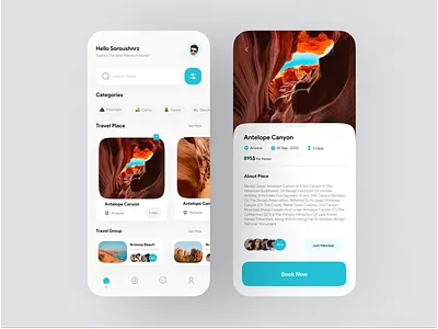 Travel Agency App Design - Light Mode 💎 adventure app booking clean destination explore jour minimal mobile tourism travel agency travel tour traveler traveling trip ui userinterface ux va