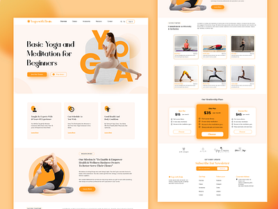 Yoga Class Landing page banner design for yoga footer design graphic design header design homepage banner landing page logo price plan yoga class yoga landing page yoga pose