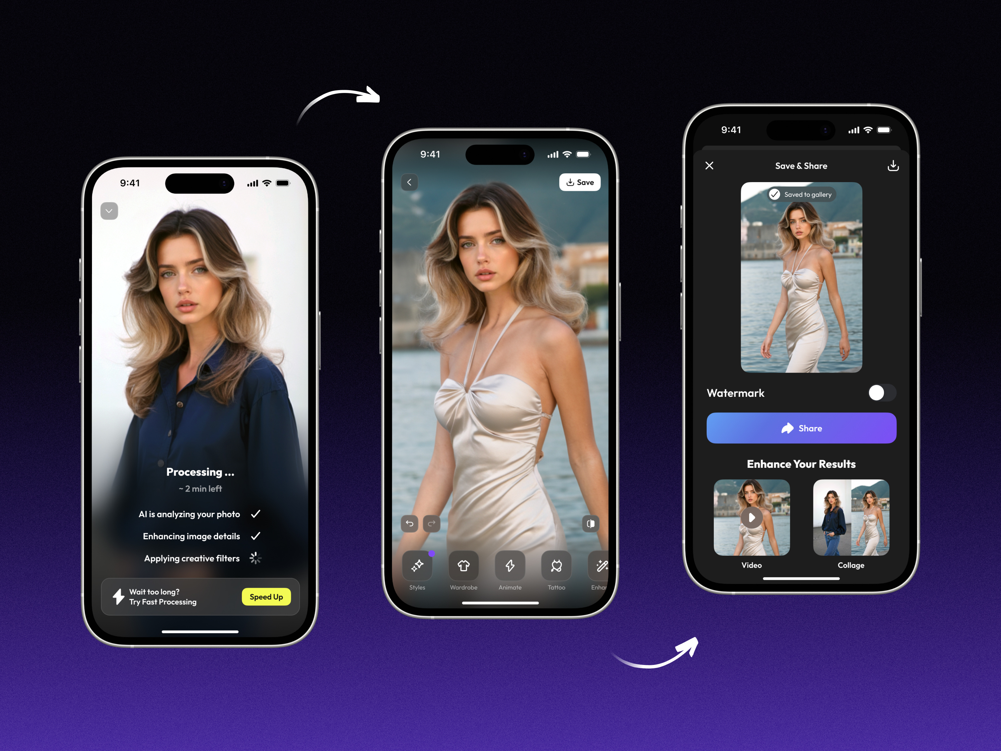 Nufa AI ai app editor ios minimal photo editor style ui ux wardrobe