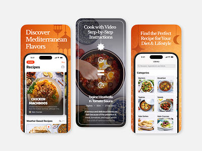 Ramadan-Themed Food Recipes App Screenshots app store aso branding design figma food graphic design icon illustration ios mobile modern play market ramadan recipes screenshots templates typography ui