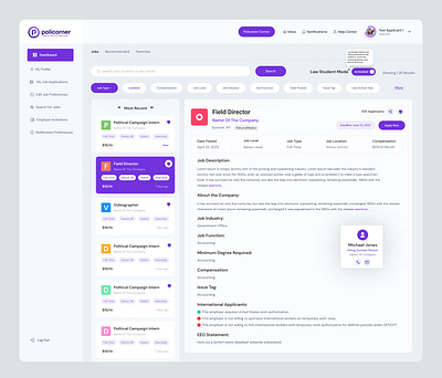 Job Application Dashboard design find job illustration job application job dashboard landing layout mobile app re design dashboard redesign search job ui ux ux design uxui web design