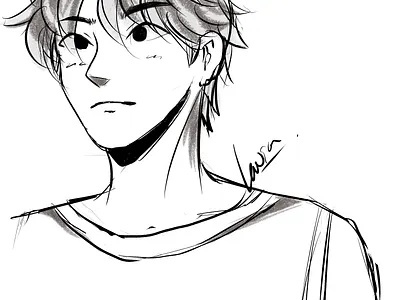 BlackWhite anime art basket boy character digitalart illustration