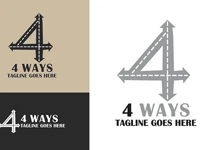 4 Ways logo branding design four graphic design illustration lines logo logo design mini path road typography vector ways