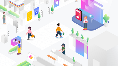 Mall Visitors buying center character customers flat graphic design illustration isometric mall market people shop shopping shopping center store traffic vector visitors