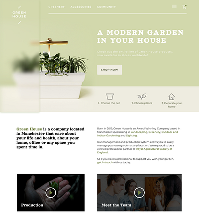 Garden in your home garden greenery landing site ui web design