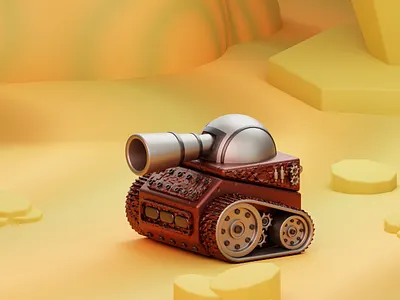 Lil Tank 3d blender desert field game iron mars tank