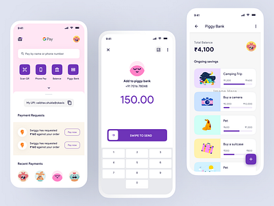 Google Pay Kids app design app ui children fintech google pay kids payment upi