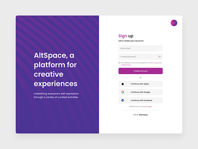 Sign Up - Web creative design forms get started inspiration login sign in sign up ui ux web