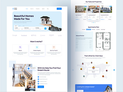 Real Estate Landing Page. agency apartement building designer home home page house landingpage minimal money management properties property website real estate real estate web ui uiux user interface web design web designer website