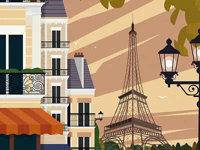 Paris colour editorial illustration people travel