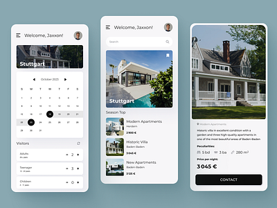 Apartment booking apartments app booking clean design hotel mobile mobile design reservation travel travel booking ui villa