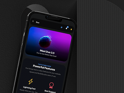 Duo | Mobile Kit & PWA Template for Apps, WebApps + Mobile Sites android app app design app template dark app dark interface dark mode dark ui design gradient gradient design ios iphone mobile mobile site sidebar ui ui design ux design web app