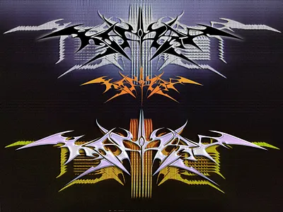 KAFARA LOGOTYPE acid chrome cyber design glitch graphic design lettering logo logos logotype rave shape techno tribal type typography y2k