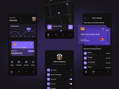 Banking and Finance Mobile App app bank banking dark dark mode dark theme design figma finance finance app fintech interface mobile mobile app ui uiux ux uxui wallet